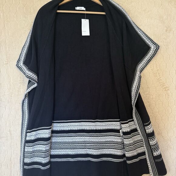 VINCE Sweater Long Vest Textured 100% Cotton NWT Size M Black White $395 - Picture 8 of 12